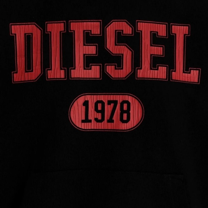 Diesel men's black varsity logo hoodie - Image 3